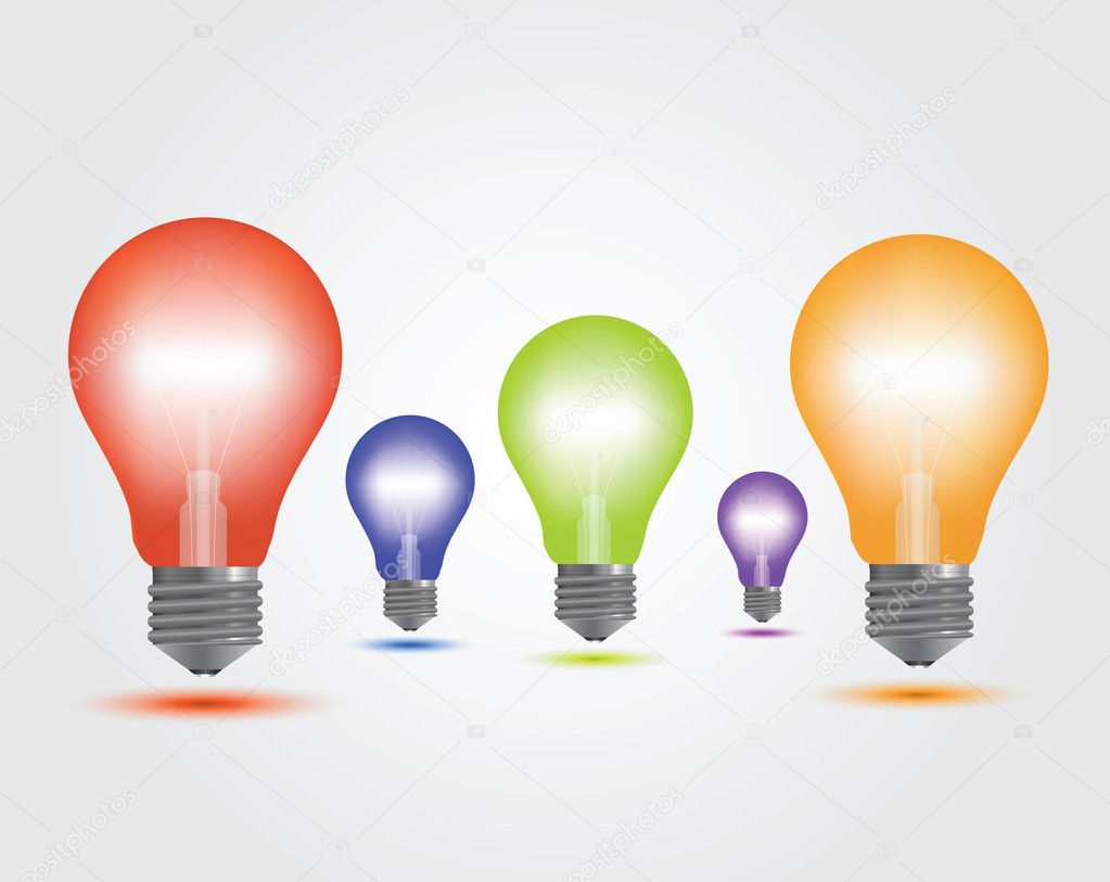 Vector Colorful Light Bulbs set
