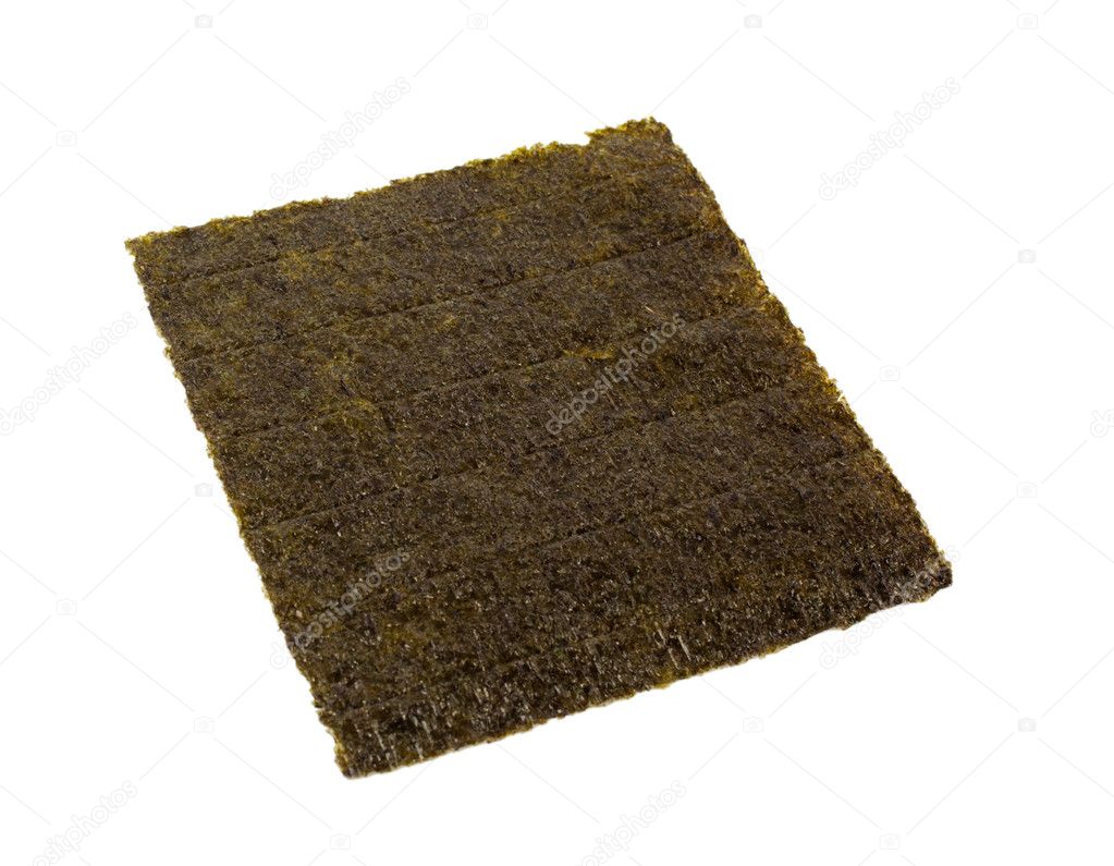 Nori dried sheet isolated over white
