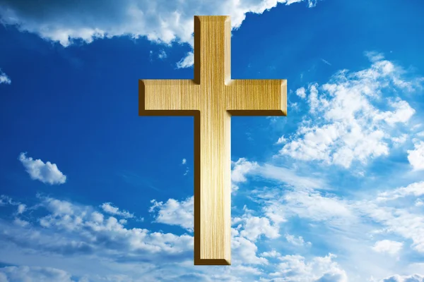 Cruz de ouro no céu — Fotografia de Stock