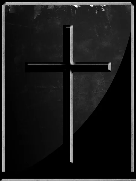 Dunkles Kreuz auf dunklem Hintergrund Stockbild