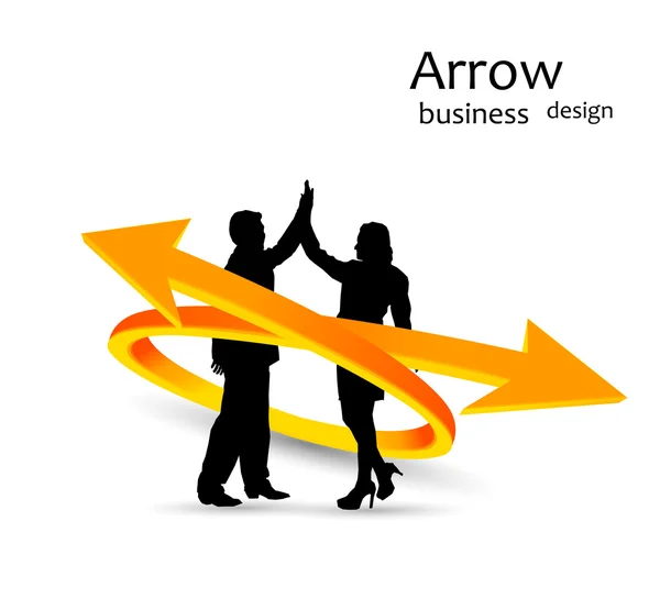 Arrow fond d'affaires avec l'homme et la femme — Image vectorielle