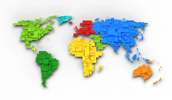 虹の色のキューブのデザインの世界地図 — ストック写真