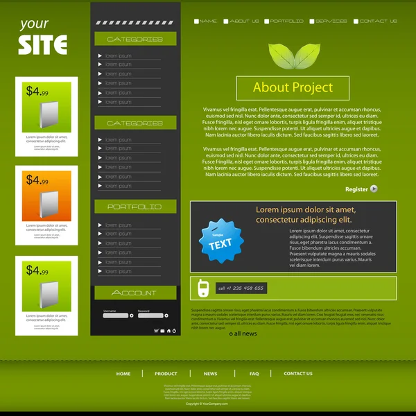 Website template ontwerp — Stockvector
