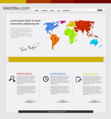 Web design template with world map clipart