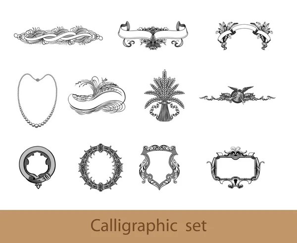 Ayarlanmış kaligrafik elemanları — Stok Vektör