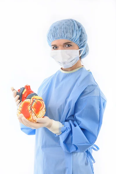 Vrouwelijke arts of verpleegkundige houden een hart — Stockfoto