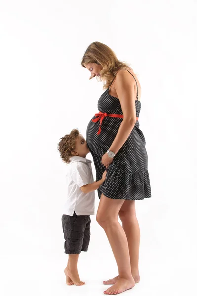 Mulher grávida e seu filho — Fotografia de Stock
