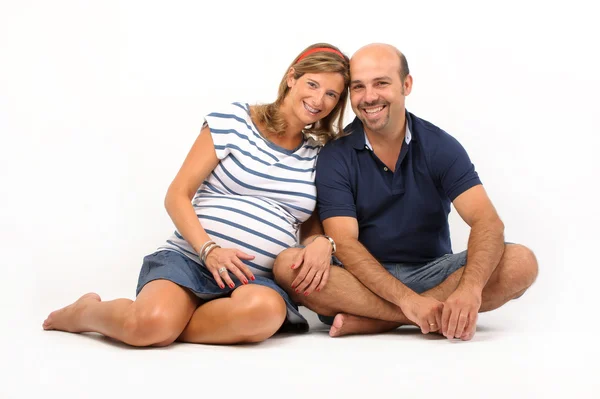 Couple together on the floor — Stock Photo, Image