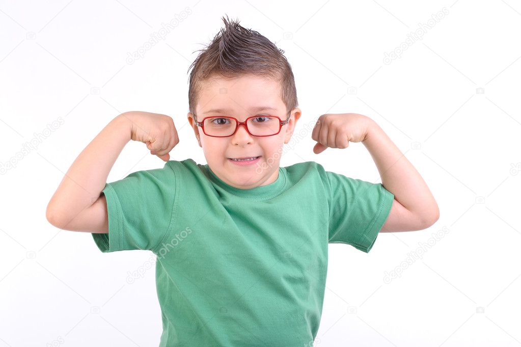 Kid showing his muscles