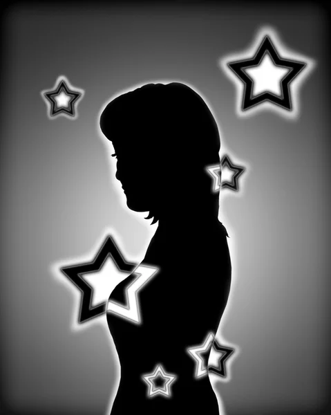Silhouette of the girl in black white tone — Stock Photo, Image
