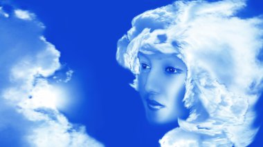 Image of the girl in cloud clipart