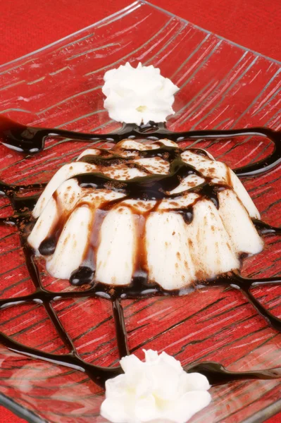 Panna cotta with chocolate — Stock Photo, Image