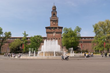 Main entrance of Castello Sforzesco in Milan clipart