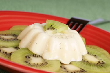 Panna cotta kivi dilimleri ile