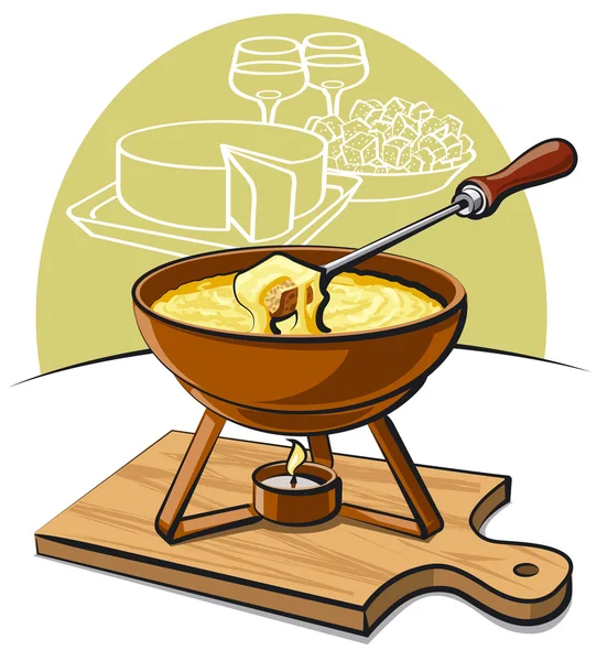 Fondue de queso — Vector de stock