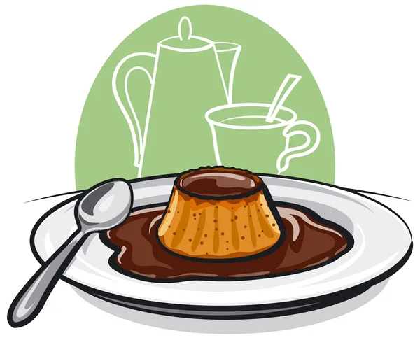 Caramel pudding flan — Stock Vector