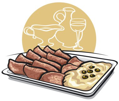 Sliced veal with sauce clipart