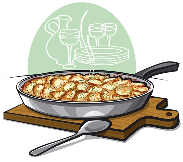 Potato gratin backed in pan — Stock Vector