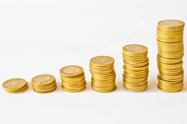 Pilhas moedas — Fotografia de Stock