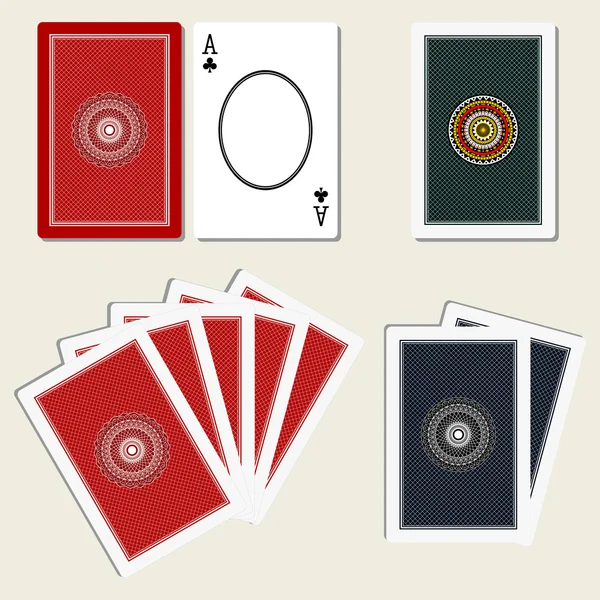 Spielkarten Rückseite und leeres Ass — Stockvektor