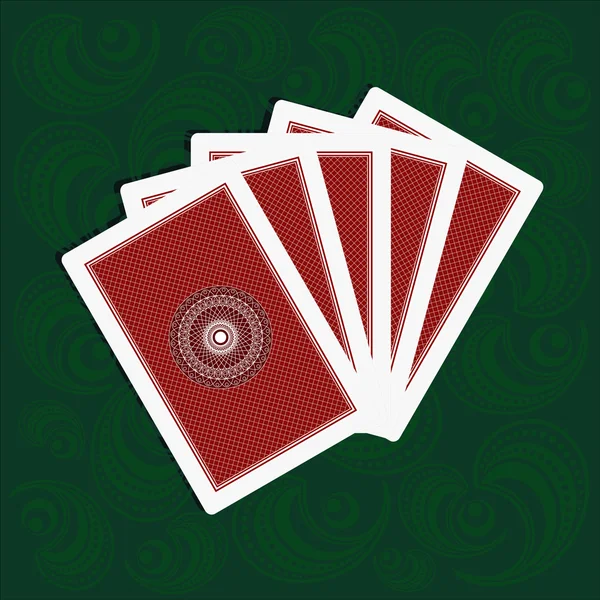 Hrací karty na zadní straně na zeleném pozadí — Stockový vektor