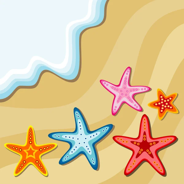 Deniz yıldızı ile yaz arka plan — Stok Vektör
