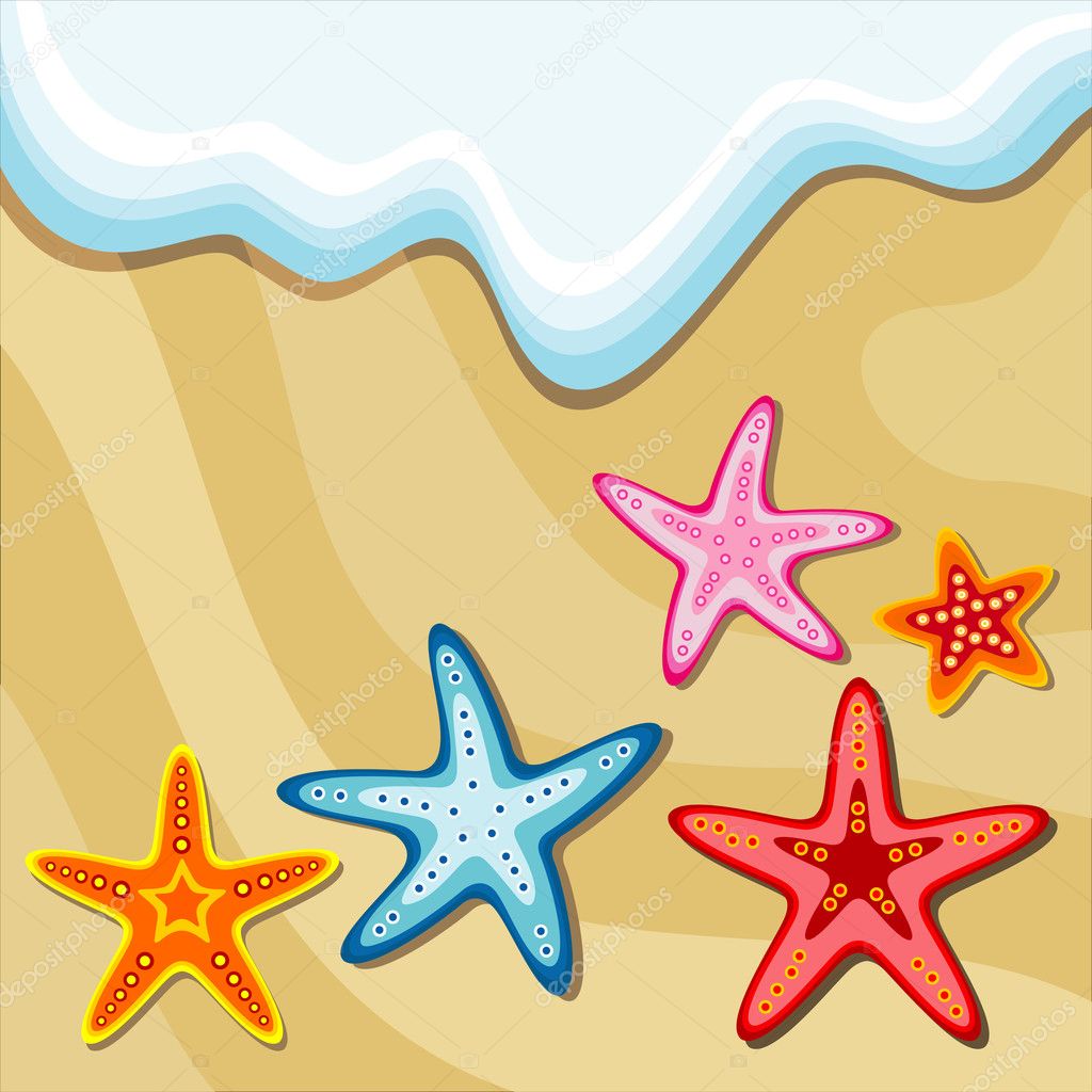 Summer background with sea stars