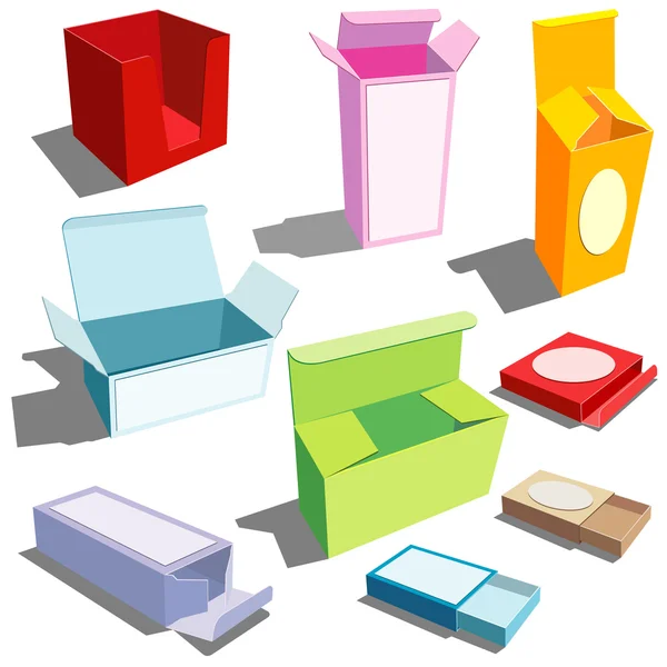 Cajas en muchos colores — Vector de stock