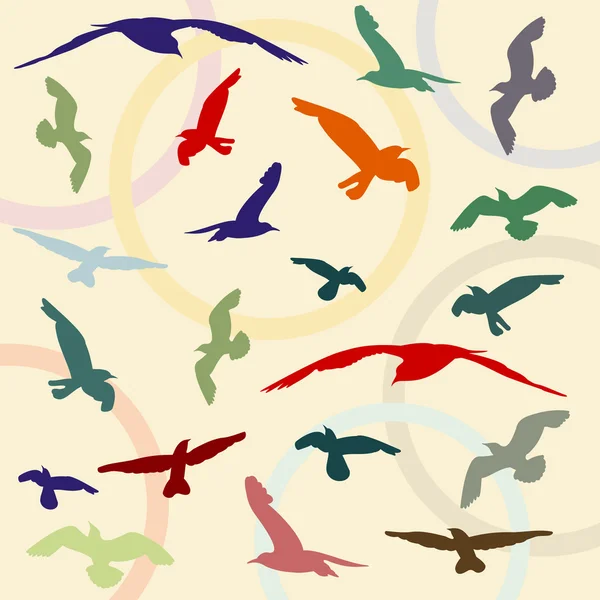 Fondo abstracto con contornos de aves — Archivo Imágenes Vectoriales