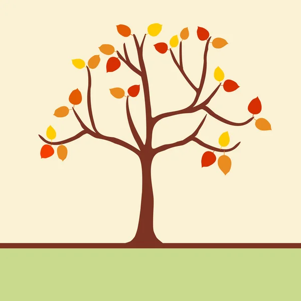 Φθινόπωρο φόντο με το δέντρο και φύλλα — Διανυσματικό Αρχείο