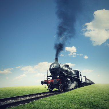 Travel by steam train clipart