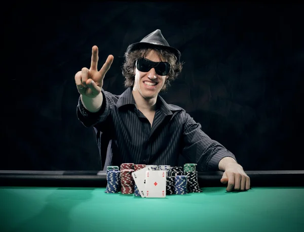 Texas Hold 'em poker: o vencedor — Fotografia de Stock