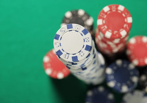 Poker žetony hromádky — Stock fotografie