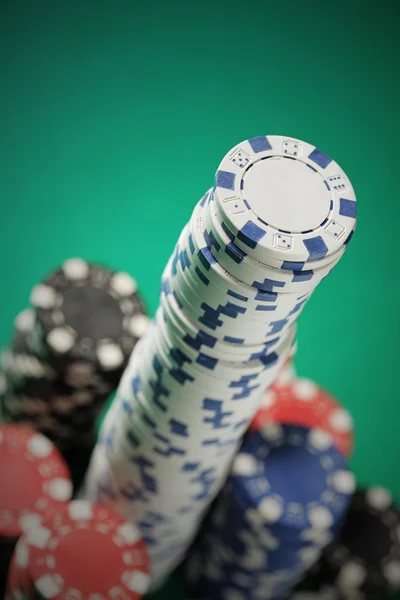Poker žetony hromádky — Stock fotografie