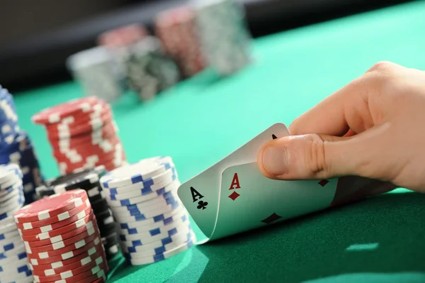 Poker texas holdem: Dois Ases — Fotografia de Stock
