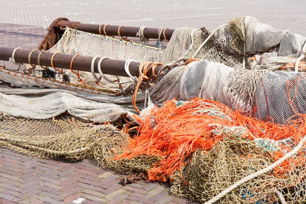 Beam trawl and nets of a fishing cutter — Stock Photo, Image