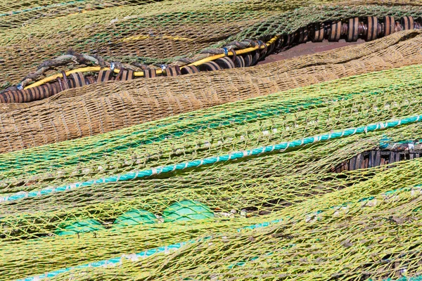 Net ve şamandıralar arka plan balıkçılık yakın çekim — Stok fotoğraf