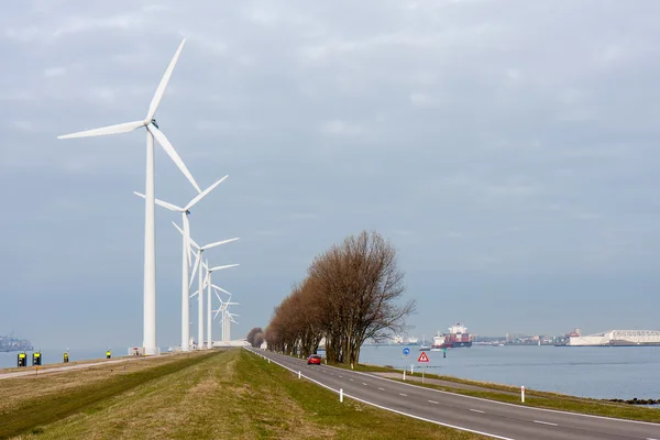 Windturbines in harbor of Rotterdam, the Netherlands — Stock Photo, Image