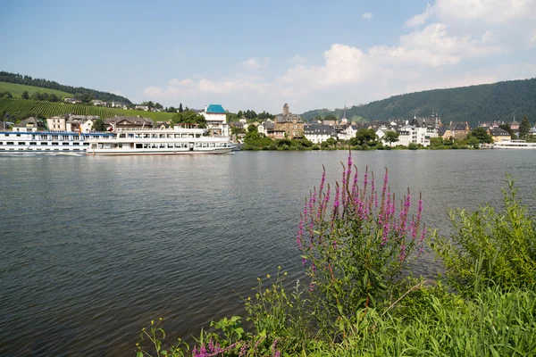 Cruise ships near Traben-Trarbach at the river Moselle in German — Stockfoto