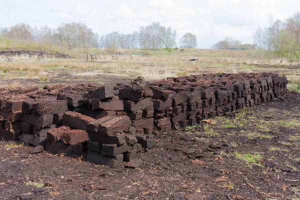 Torf kopanie w holenderski krajobraz wiejski — Zdjęcie stockowe