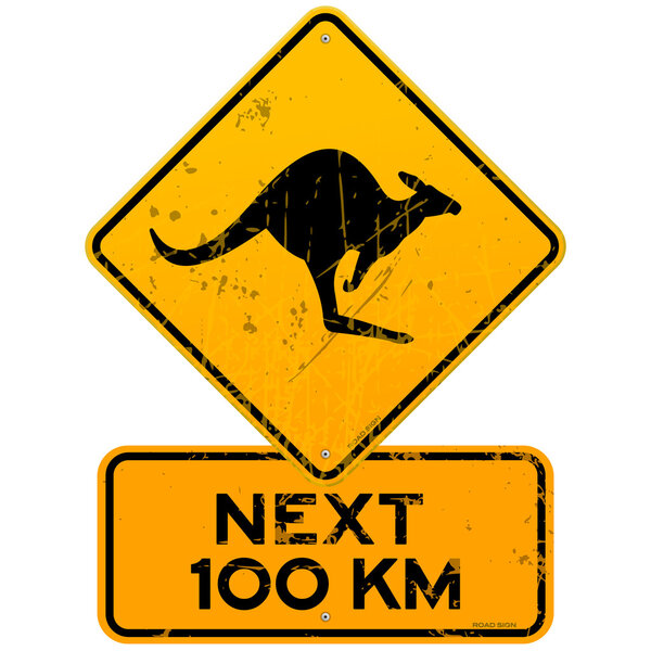 Roadsign Kangaroos Next 100 km