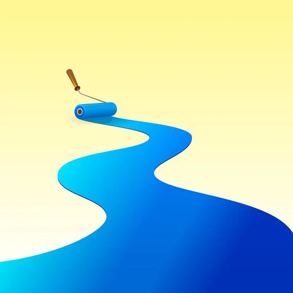 Peinture bleue et rouleau — Image vectorielle