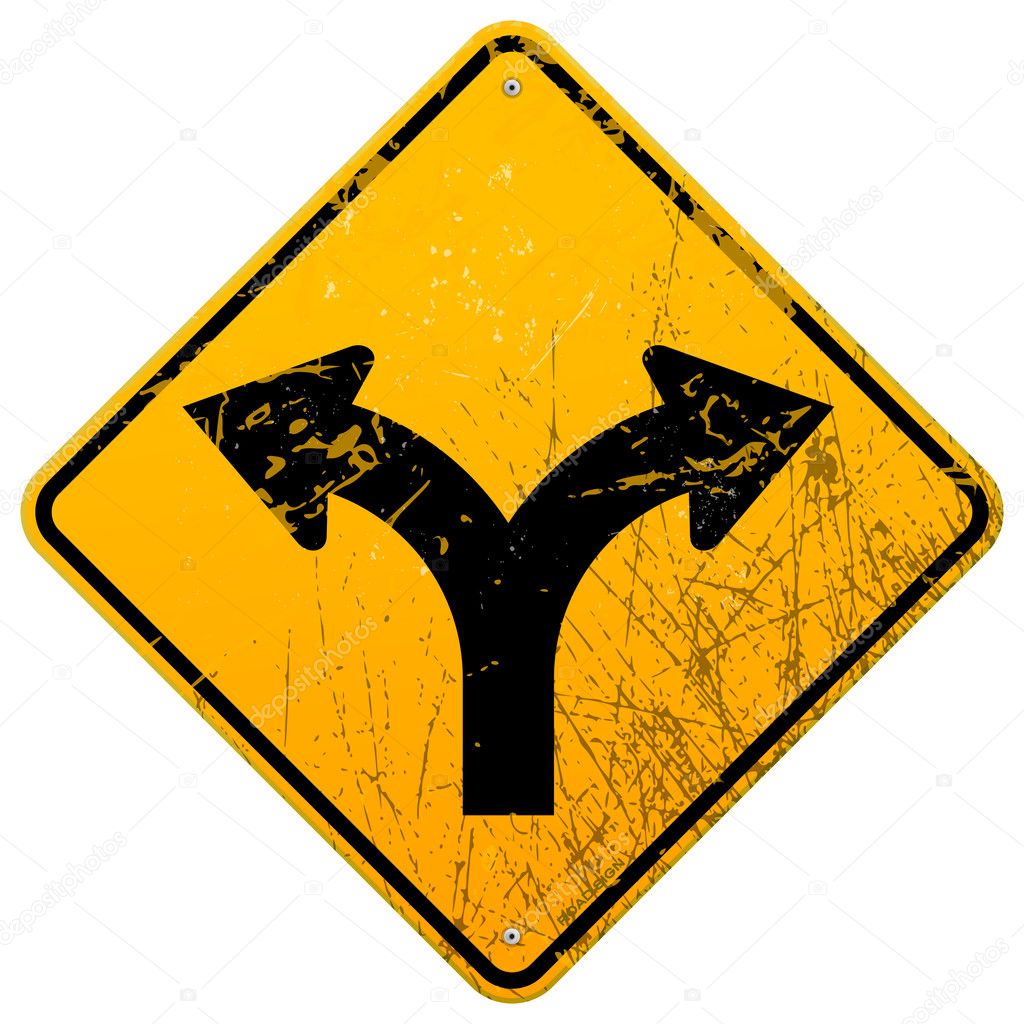 Forked road sign