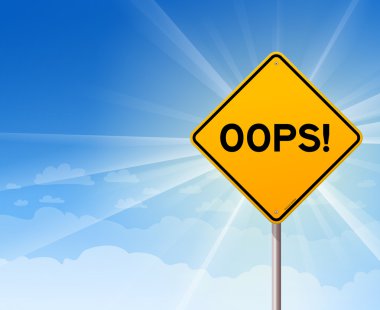 Oops Yellow Sign on Blue Sky clipart