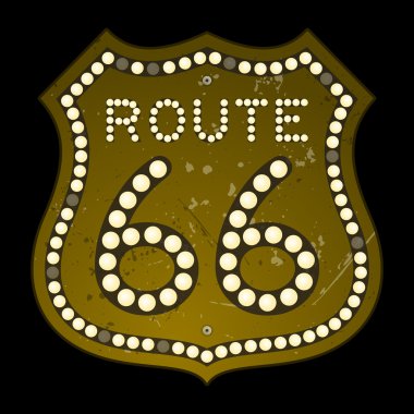 Illuminated Route 66 Sign clipart