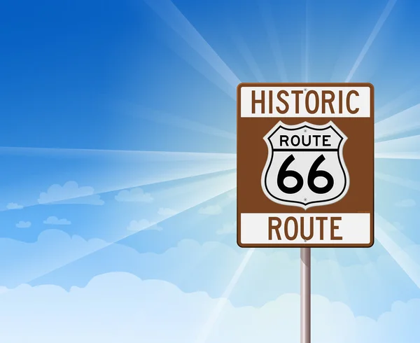 Historic Route 66 and Blue Sky — Stock Vector