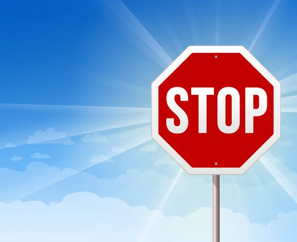 Stop roadsign no fundo azul céu — Vetor de Stock