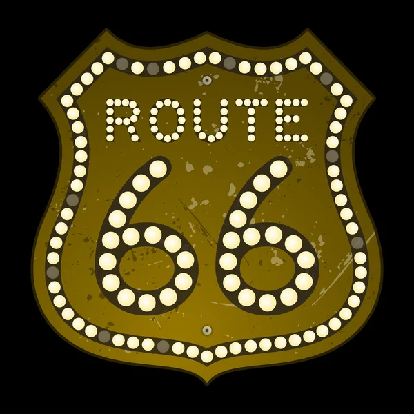 Illuminated Route 66 Sign — Stock Vector