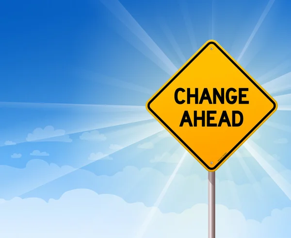 Change Ahead Roadsign on Blue Sky — Stock Vector