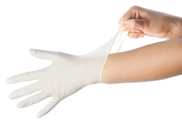 Hastaların korunması ve bakımı için tıbbi eldiven — Stok fotoğraf